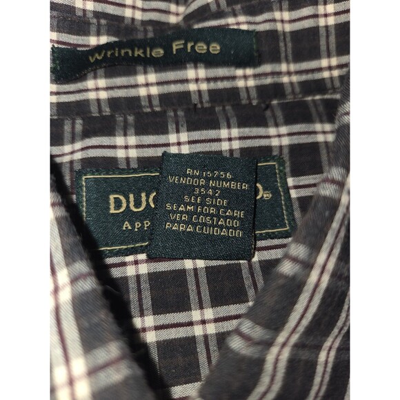 Duck Head Button Down Shirt Men's M Wrinkle Free Plaid Black Red Long Sleeve - Picture 5 of 5